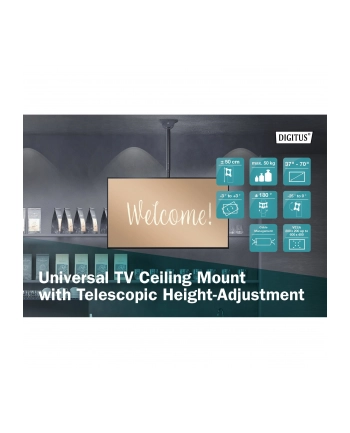 digitus Uchwyt sufitowy TV 37'';-70''; 50kg, z regulacją teleskopową 560-910mm