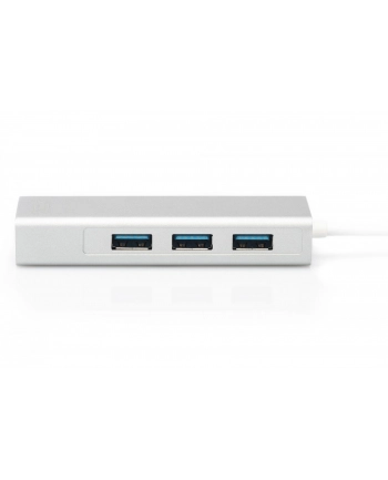 digitus HUB 3-portowy USB Typ C 30 HighSpeed z LANGigabit LAN adapter, aluminium