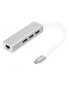digitus HUB 3-portowy USB Typ C 30 HighSpeed z LANGigabit LAN adapter, aluminium - nr 22