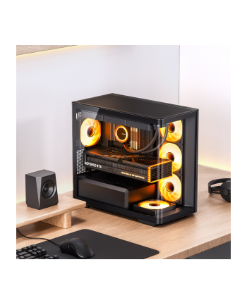 Jonsbo D300 Midi-Tower, 270 stopni, szkło hartowane - czarne