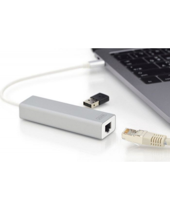 digitus HUB 3-portowy USB Typ C 30 HighSpeed z LANGigabit LAN adapter, aluminium nr 2