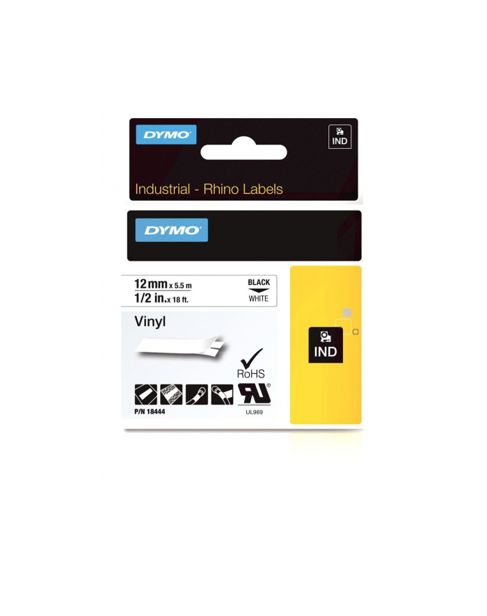 dymo RHINO TAPE VINYL 12MM/55M/BLACK ON WHITE główny
