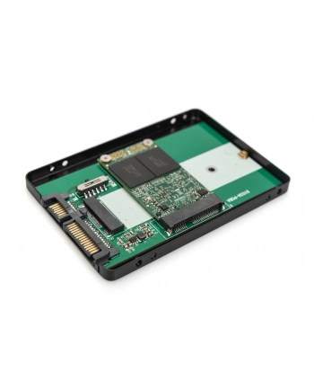 digitus Adapter na dysk SATA HDD 2,5''; M2/mSATA3,6 Gbit/s, zapis do 520 MB/s aluminiowa