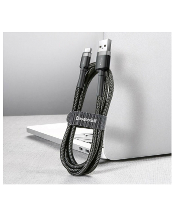 KABEL USB-A -'gt; USB-C Baseus Cafule CATKLF-AG1 50cm 3A QC 30 CZARNO-SZARY W NYLONOWYM OPLOCIE nr 1