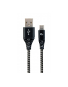 Kabel USB 20 - typ C (AM/CM) oplot tekstylny 1m czarno-biały Gembird - nr 1