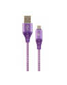 Kabel USB 20 (AM/microUSB M) 1m oplot tekstylny purpurowo-biały Gembird - nr 1