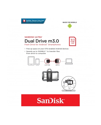 SANDISK ULTRA DUAL DRIVE M30/32GB GREY/SILVER 130 MB/S nr 1