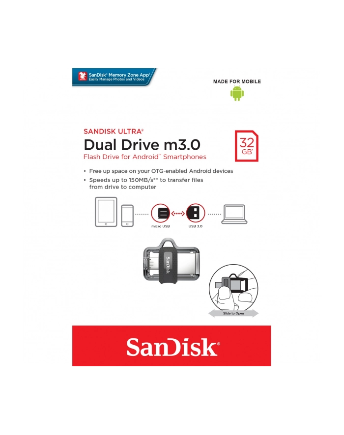 SANDISK ULTRA DUAL DRIVE M30/32GB GREY/SILVER 130 MB/S główny