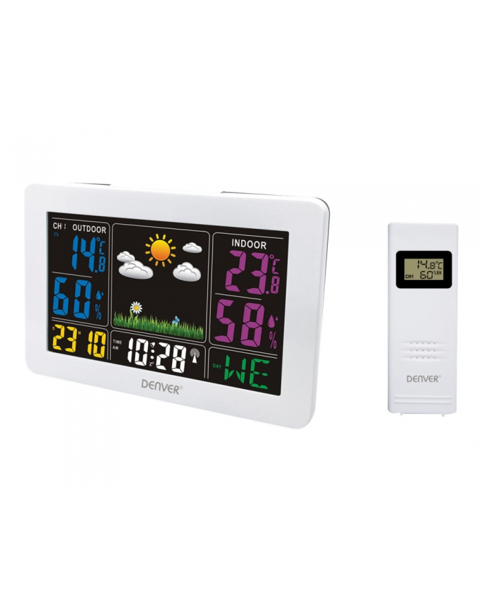 Kolorowa stacja pogodowa Denver WS-540 z czujnikiem zewnętrznym biała główny