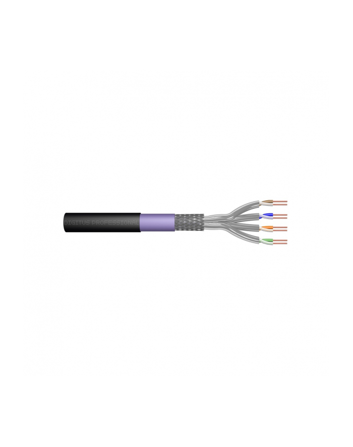 Kabel instalacyjny zewnętrzny suchy DIGITUS kat7, S/FTP, AWG 23/1, PE/LSOH, 100m, czarny główny