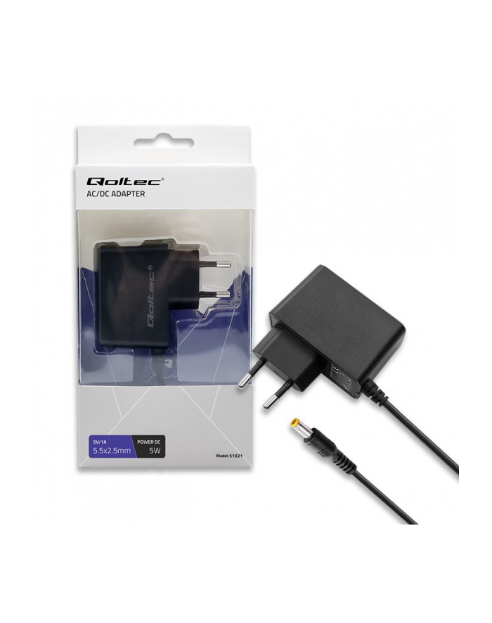Qoltec Zasilacz wtyczkowy 5W | 5V | 1A | 55*25 główny