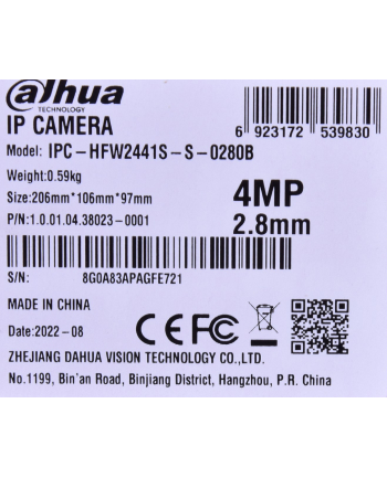 KAMERA IP DAHUA IPC-HFW2441S-S-0280B nr 1