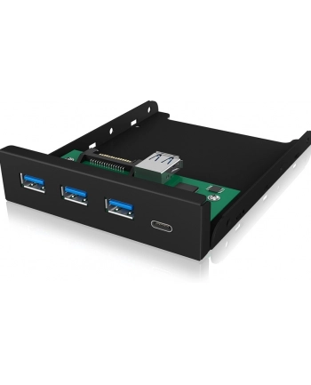 raidsonic ICY-BOX 3,5''; Panel przedni 4-portowy port USB 30, 3x Type-A, 1x Type-C czarny Wymaga (dodatkowego) 20-pinowego złącza USB 3