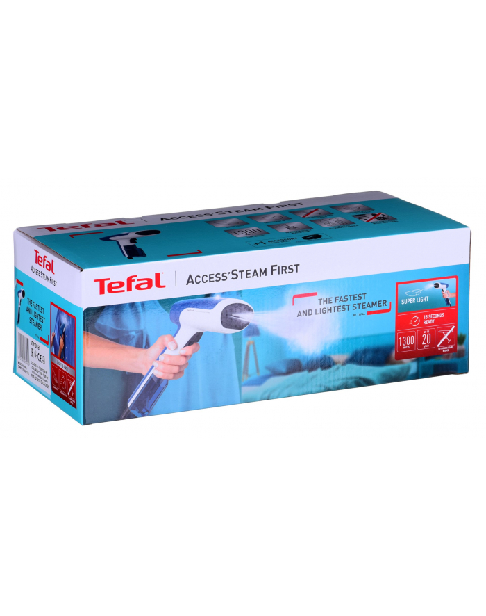 TEFAL | DT6130E0 | Parownica do ubrań | Ręczny | 1300 W | 0,07 L | 20 g/min | Niebieski/Biały główny
