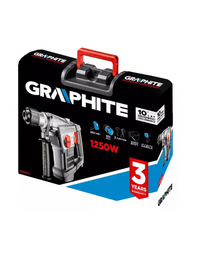 Młot udarowy 1250W Graphite SDS MAX z walizką główny