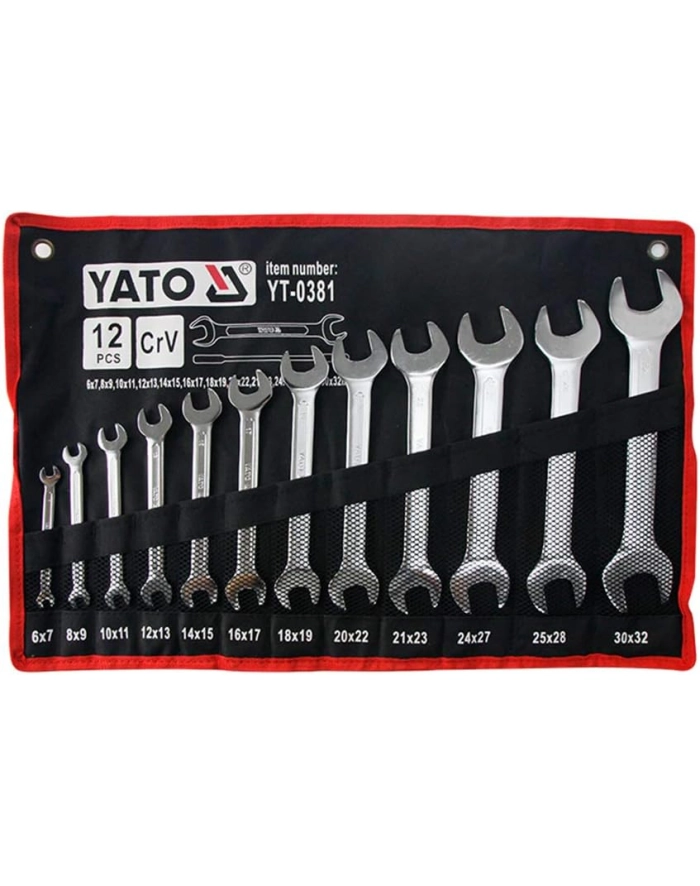 YATO KLUCZE PŁASKIE SATYNOWANE 12 elem 6-32mm ETUI  0381 główny