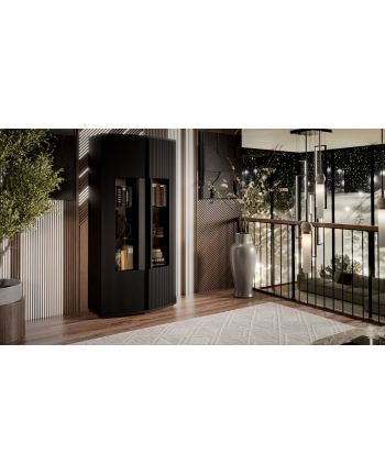 cama meble Witryna 2D MICHELLE 86x35-47xH180 czarny/dąb viking