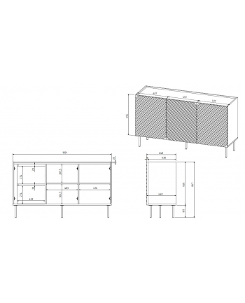 cama meble Komoda 3D2SZ ONDA 150x45xH85 zieleń