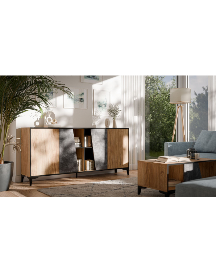 cama meble Komoda 4D OVO 180x38xH83 dąb/beton główny