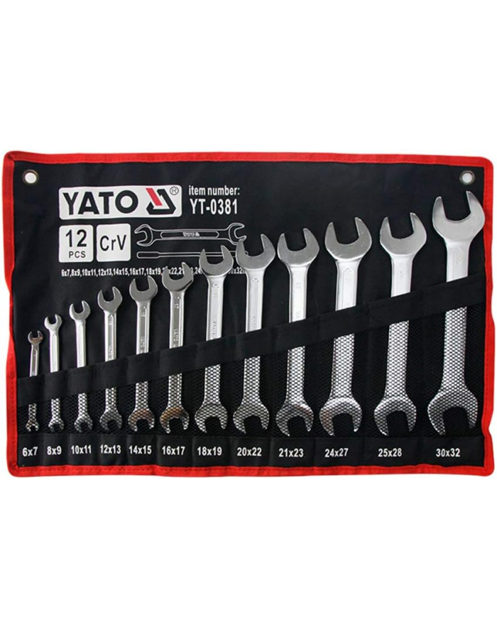 YATO KLUCZE PŁASKIE SATYNOWANE 12 elem 6-32mm ETUI  0381 główny