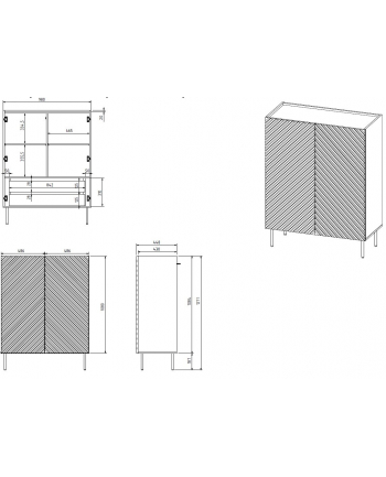 cama meble Regał 2D2SZ ONDA 98x45xH127 zieleń