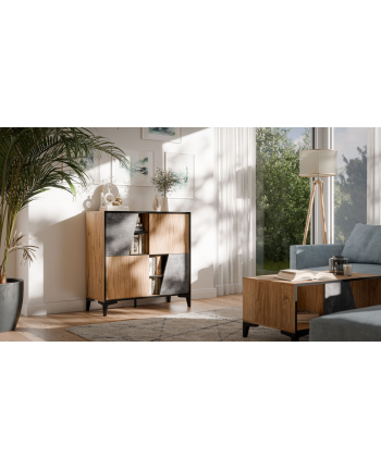 cama meble Regał 4D OVO 90x38xH90 dąb/beton