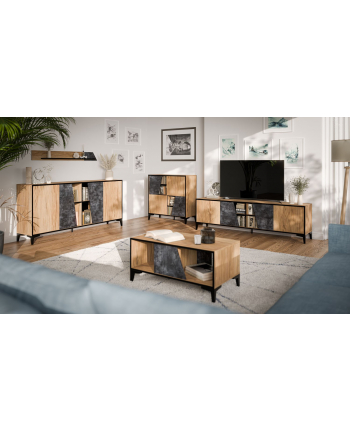 cama meble Regał 4D OVO 90x38xH90 dąb/beton