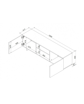 cama meble Szafka RTV 2D1P ALMA 180x41,5xH55 kaszmir