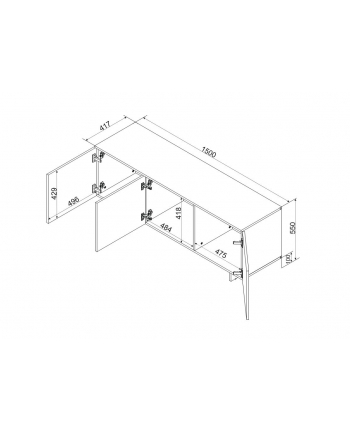 cama meble Szafka RTV 3D ALMA 150x41,5xH55 kaszmir