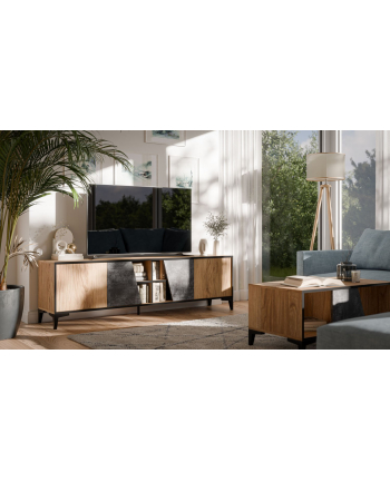 cama meble Szafka RTV 4D OVO 180x38xH53 dąb/beton