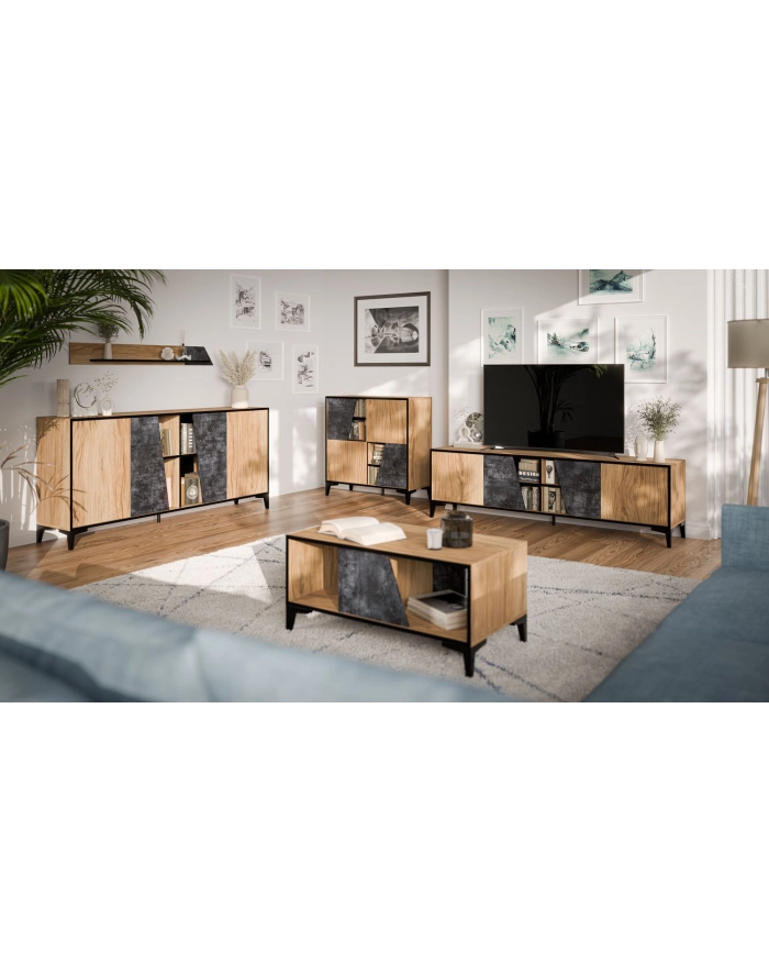 cama meble Półka OVO 130x20xH15 dąb/beton główny