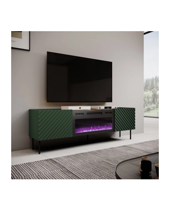 cama meble Szafka RTV z kominkiem elektrycznym ONDA 180,5x40xH58,39 zieleń (stojąca lub wisząca) nr 1