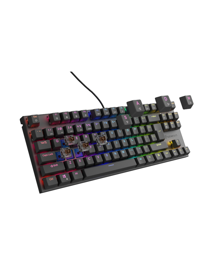 KLAWIATURA DLA GRACZY GENESIS THOR 303 TKL US PODŚWIETLENIE RGB MECHANICZNA BROWN CZARNA HOT SWAP główny