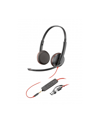 hp Poly Blackwire 3225 Stereo USB-C Headset +35mm Plug +USB-C/A Adapter