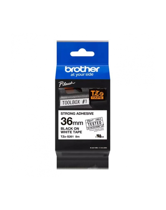 bczerwonyher TZE-S261 LAMINATED TAPE 36 MM/BLACK ON WHITE / EXTRA STRONG główny