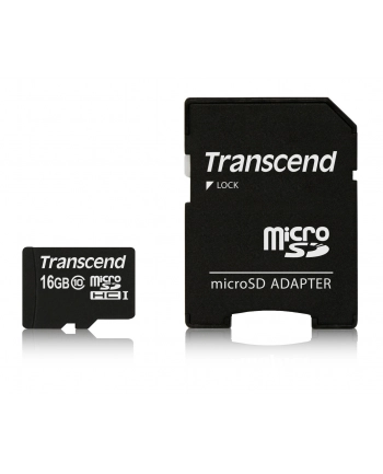 Transcend karta pamięci Micro SDHC 16GB Class 10 + Adapter nr 1