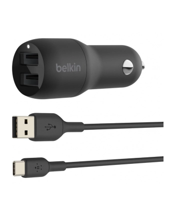 belkin DUAL USB-A CHARGER CAR/W/USB-C CABLE 1M 24W BLACK nr 1