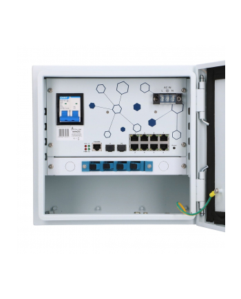 Extralink Minos | Zewnętrzny switch PoE | 8x RJ45 1000Mb/s PoE, 2x SFP, 200W, L2, aktywne chłodzenie