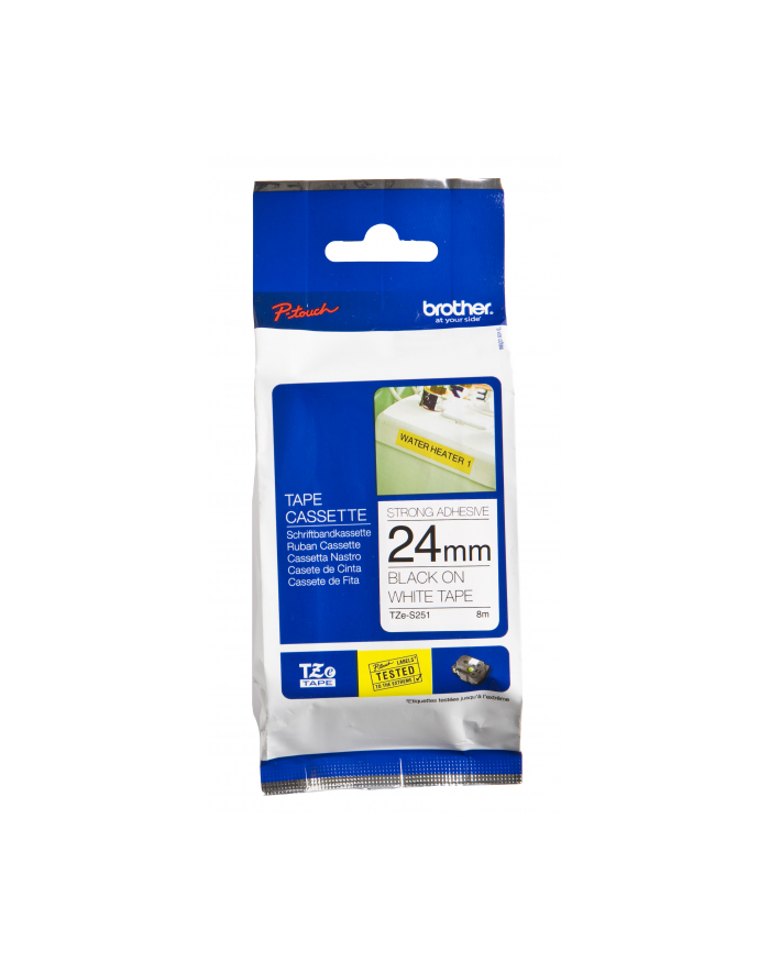bczerwonyher TZE-S251 LAMINATED TAPE M 8M 8M/BLACK ON WHITE EXTRA-STRONG główny