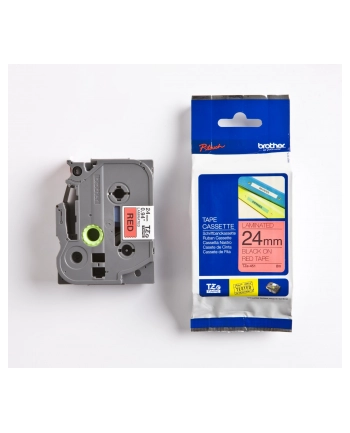 bczerwonyher TZE-451 LAMINATED TAPE 24MM 8M/BLACK ON RED nr 2