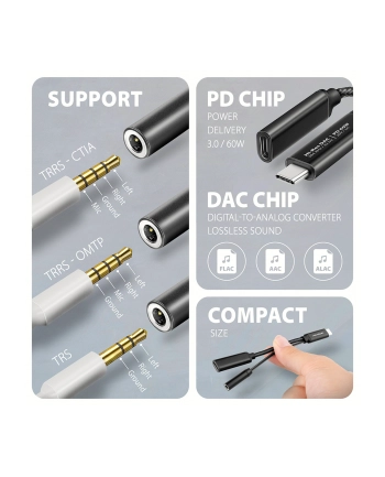axagon ADA-HCPD Zewnętrzna karta dźwiękowa USB-C 32bit DAC 3.5mm (F) złącze, 384kHz + PD 60W nr 1