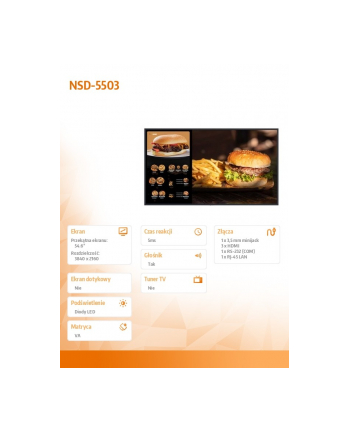 ag neovo Monitor wielkoformatowy NSD-5503 System Android 9.0 UHD VA 500cd/m2 4000:1