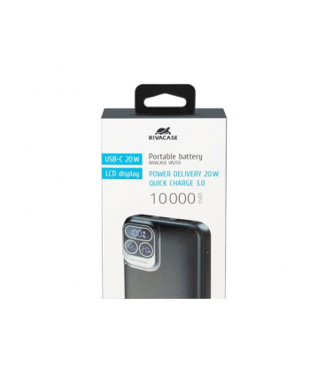 Powerbank RIVACASE 10000 mAh USB-C 20W + LCD, czarny nr 2