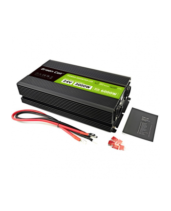 PRZETWORNICA NAPIĘCIA Green Cell PowerInverter LCD 24V -'gt; 230V 3000/6000W CZYSTA SINUSOIDA