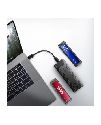 axagon EEM2-GTS2 Obudowa zewnętrzna aluminiowa bezśrubowa USB-C 3.2 Gen 2 M.2 NVMe ' SATA SSD + USB-A - USB-C redukcja nr 1