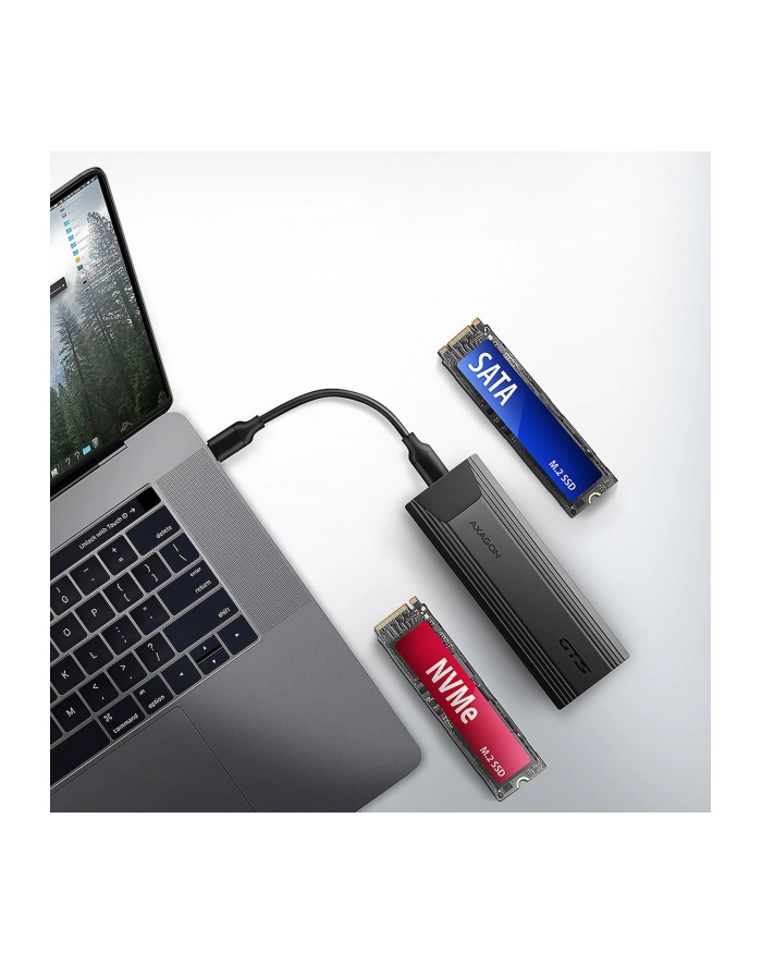 axagon EEM2-GTS2 Obudowa zewnętrzna aluminiowa bezśrubowa USB-C 3.2 Gen 2 M.2 NVMe ' SATA SSD + USB-A - USB-C redukcja główny