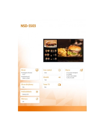 ag neovo Monitor wielkoformatowy NSD-5503 System Android 9.0 UHD VA 500cd/m2 4000:1 nr 2