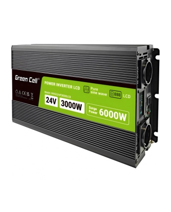 PRZETWORNICA NAPIĘCIA Green Cell PowerInverter LCD 24V -'gt; 230V 3000/6000W CZYSTA SINUSOIDA nr 1
