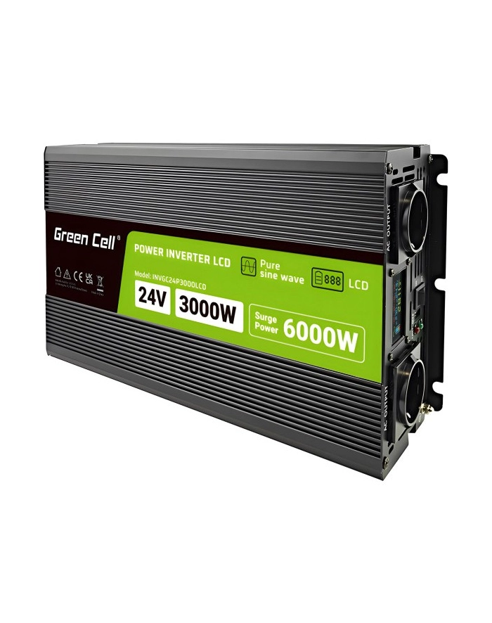 PRZETWORNICA NAPIĘCIA Green Cell PowerInverter LCD 24V -'gt; 230V 3000/6000W CZYSTA SINUSOIDA główny