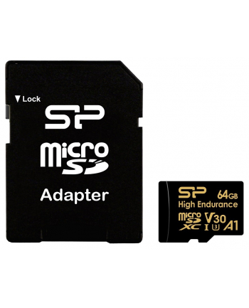 silicon power Karta pamięci microSDXC High Endurance 64GB V30 UHS-1 U3 A1 24/7 + ADAPTER microSD-SD